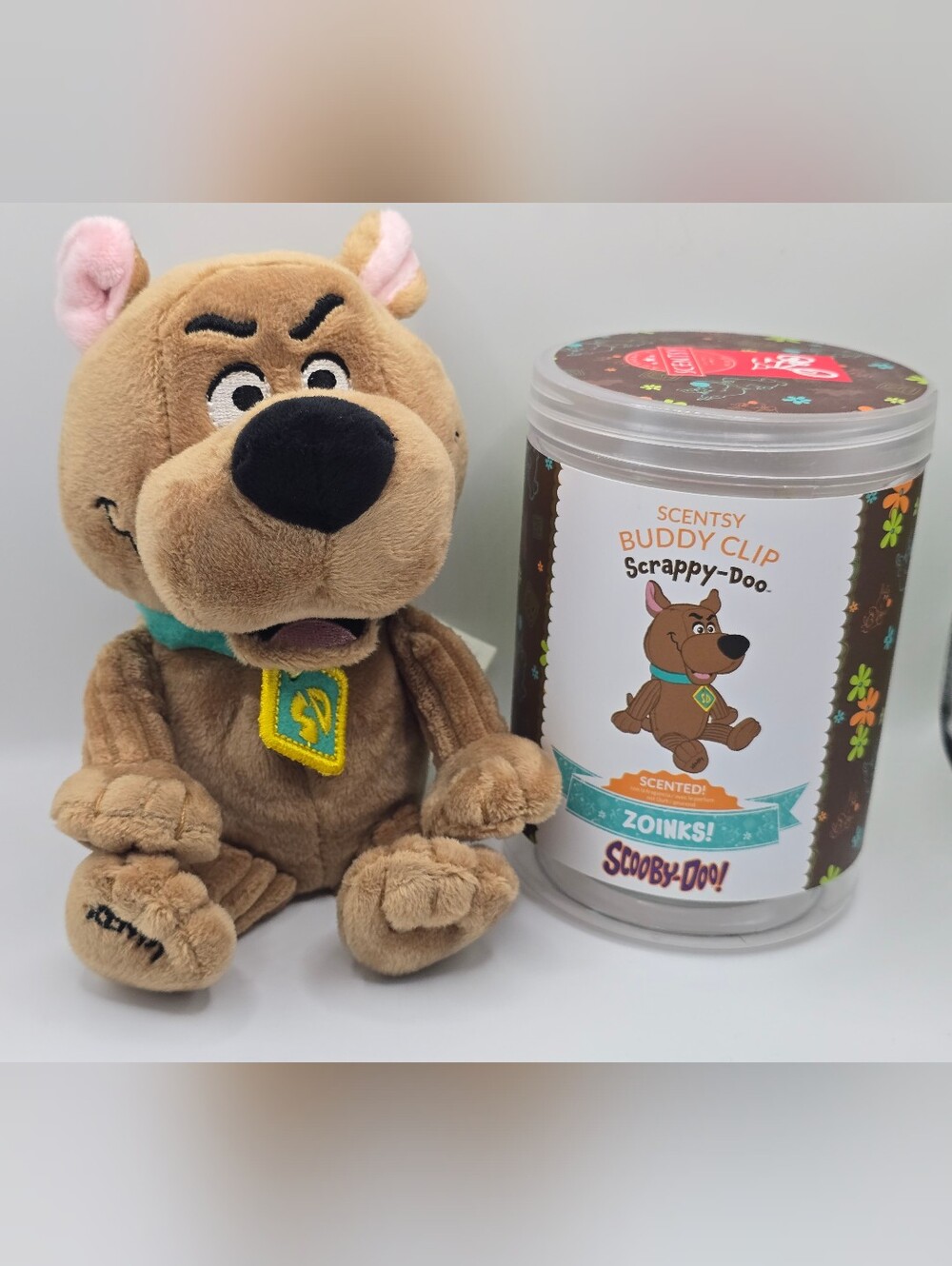 NIB - Scentsy Scrappy-Doo Plush with Teal Collar and Yellow Tag